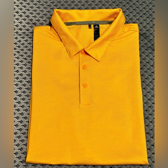 Adidas Men’s Orange Stripe Golf Polo Size L - Picture 2 of 10